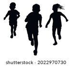 silhouette of running children. ... | Shutterstock .eps vector #2022970730
