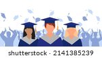 graduate girls in mantle and... | Shutterstock .eps vector #2141385239
