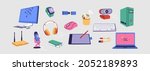 set of computer accessories for ... | Shutterstock .eps vector #2052189893
