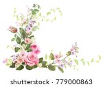 angled frame with roses  spring ... | Shutterstock .eps vector #779000863