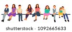 set of children sitting  flat... | Shutterstock .eps vector #1092665633
