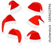  santa claus hat in flat style  ... | Shutterstock .eps vector #1834612996