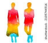 people watercolor silhouette on ... | Shutterstock .eps vector #2105744516