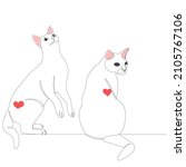 cats sitting sketch one line... | Shutterstock .eps vector #2105767106