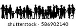 vector silhouette of children ... | Shutterstock .eps vector #586902140