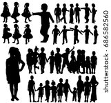 silhouette children  set  group | Shutterstock .eps vector #686582560