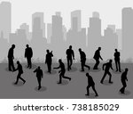 silhouette people group stand... | Shutterstock .eps vector #738185029