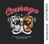 courage tiger t shirt graphics  ... | Shutterstock .eps vector #1074758453