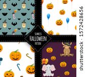 halloween pattern set. cartoon... | Shutterstock .eps vector #1572428656
