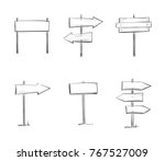 vector set of wooden signs.... | Shutterstock .eps vector #767527009