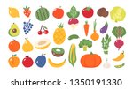 fruits and vegetables. flat... | Shutterstock .eps vector #1350191330