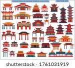 Set Of Chinese Temples  Gates...