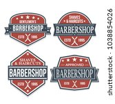 barber shop quality seal stamp... | Shutterstock .eps vector #1038854026