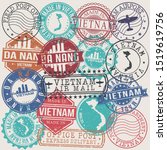 da nang vietnam set of stamps.... | Shutterstock .eps vector #1519619756