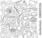 country music doodle icon set.... | Shutterstock .eps vector #1888305106