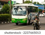 Small photo of Giwangan, Saturday, November 19 2022. The school bus belonging to the Bina Anak Soleh school passes in front of the Giwangan Terminal.