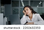 Small photo of Young excited woman losing online gambling game upset female office worker works on laptop getting frustrated due to sudden disconnection internet connection loses important information makes mistake