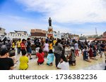 Small photo of Nakhon Ratchasima, Thailand 09/10/2019People worshiping Yamo To ask to protect oneself
