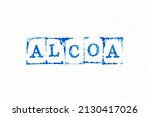 Small photo of Blue color ink rubber stamp in word ALCOA (Abbreviation of Attributable, Legible, Contemporaneous, Original and Accurate) on white paper background