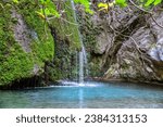 Small photo of Waterfall in the gorge of Richtis at autumn, Crete, Greece.