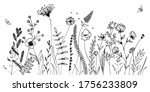 black silhouettes of grass ... | Shutterstock .eps vector #1756233809