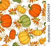 seamless autumn pattern with... | Shutterstock .eps vector #2004249419