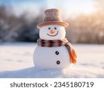 A Closed-Up Shot of A Happy Snowman