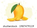 fresh mango tropical fruit with ... | Shutterstock .eps vector #1987479119