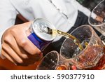 Energy drink being poured by bartender 