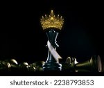 Miss Beauty Pageant Fashion Contest wear Diamond Crown Sash for Winner of Battle Chess Competition. Leader use strategy game to challenge competitor with intelligence leadership, copy space