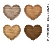 wooden heart sign set. vector... | Shutterstock .eps vector #1513738253