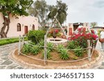 Small photo of Abu Dhabi, United Arab Emirates, March 19, 2023 : A decorative fountain stands in the yard of the Heritable village Abu Dhabi museum in Abu Dhabi city, United Arab Emirates