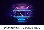 neon casino playing cards with... | Shutterstock .eps vector #2105314079