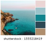 Sunset sea color palette. Harmonious colour combinations. Pastel colour swatch.