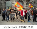 Small photo of Right-wing protesters protest during a demonstration against the amnesty and against the impeachment of Pedro Sanchez in front of the Congress of Deputies in Madrid, November 15, 2023, Spain