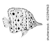 fish blue vector pattern ... | Shutterstock .eps vector #412396963