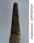 Small photo of Norway Oslo October 21 2023 The seventeen metre structure The monolith made of granite in The Vigeland Sculpture Park