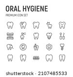 set of oral hygiene line icons. ... | Shutterstock .eps vector #2107485533