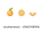 pixel orange illustration set.... | Shutterstock .eps vector #1960748596