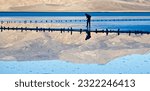 Small photo of Walking on water, Telescope Peak reflected, Sunset reflections, Salt scape, Saline Valley, Star circles, and reflections, in the still waters, of the Saline, lake, Saline Valley
