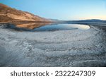 Small photo of Telescope Peak reflected, Sunset reflections, Salt scape, Saline Valley, Star circles, and reflections, in the still waters, of the Saline, lake, Saline Valley