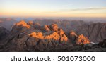 Mount Sinai (Mount Horeb, Gabal Musa, Moses Mount). Sinai peninsula mountains at sunrise. Egypt