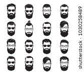 set of vector bearded men faces ... | Shutterstock .eps vector #1030258489