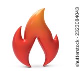 3d fire flame icon isolated on...