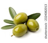Small photo of olive with leaf isolated white background