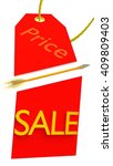 word sale in price tag cut by... | Shutterstock . vector #409809403