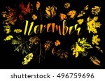 hello november  bright fall... | Shutterstock .eps vector #496759696