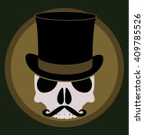 Skull With Mustache And Top Hat