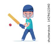 boy cricket player stands with... | Shutterstock .eps vector #1429612340