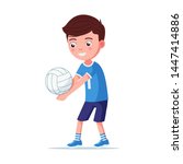 boy volleyball player takes the ... | Shutterstock .eps vector #1447414886